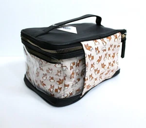Corgi Set 2 Pezzi Borsa Trucco Chiusura Zip Trasparente e Stampa Corgi Nuova con etichette - Foto 1 di 12
