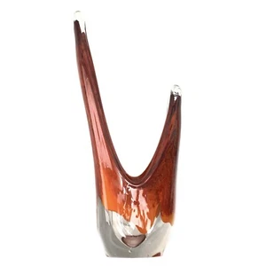 Arabeska Vintage Drip Vase Poland Crystal Sun Burnt Orange 16.25 Inches Tall - Picture 1 of 8