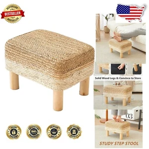 Rectangular Modern Footrest with Wooden Legs - Lightweight and Portable Design - Picture 1 of 12