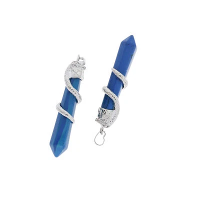 Colgante de punta de cristal de piedras preciosas de ágata azul natural - GEM124 Foto 1 de 3