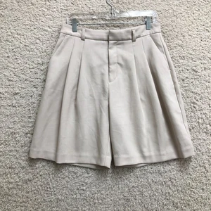 Anthropologie Maeve Shorts 8 Damen beige The Avery plissiert hoher Bund Stretch - Bild 1 von 10