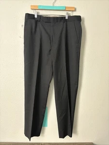 Austin Reed Men 36x32 Black Herringbone Gentry Flannel Wool Dress Pants Trousers - Picture 1 of 4