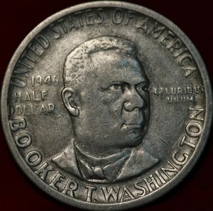 1946 Booker T Washington Silver Commemorative Half Dollar - Picture 1 of 2
