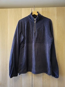 Les Basics Navy Quarter Zip Jumper Top Mens Medium Used Condition - Picture 1 of 11