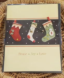 BurGoyne Holiday Weihnachtsstrümpfe Grußkarte innen Vers neu versiegelt - Bild 1 von 2