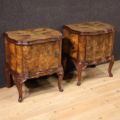 Pair Italian night stands antique style furniture bedside tables 20th century - Image 1 of 4