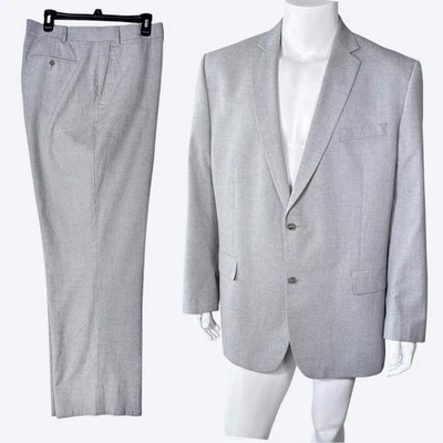 Terno masculino cinza claro Perry Ellis Portfolio 50L/43W convidado de casamento empresarial - Imagem 1 de 4