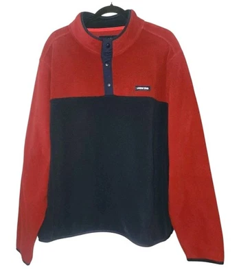 Lands End Heritage Fleece Warm Pullover Men's XXL Snap Front Red Blue Colorblock - Image 1 of 4