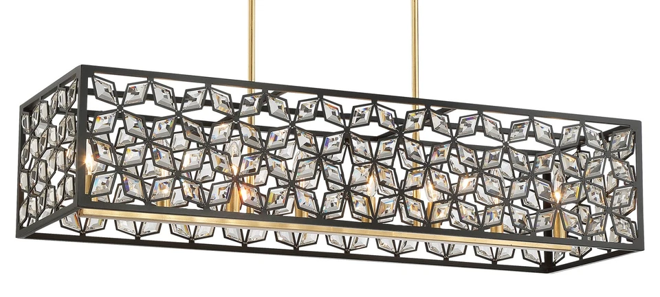 Metropolitan N7848 Brookcrest 8 luces 39" W cristal lineal - arena carbón/oro Foto 1 de 1