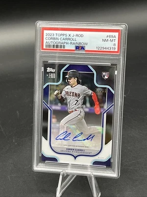 2023 Topps X J-Rod Corbin Carroll (RC, AU), #69A, Rainbow Rookie Auto /99 PSA 8 - Image 1 of 3