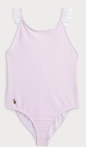 NWT, Girls Polo Ralph Lauren One-Piece Pink-White Swimsuit. Size 5. Eu 110 - Picture 1 of 2