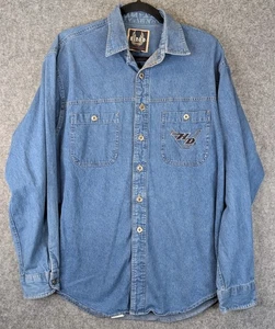 Harley-Davidson Denim Shirt Men’s Large Blue Vintage Logo Biker Blues - USA Made - Picture 1 of 8