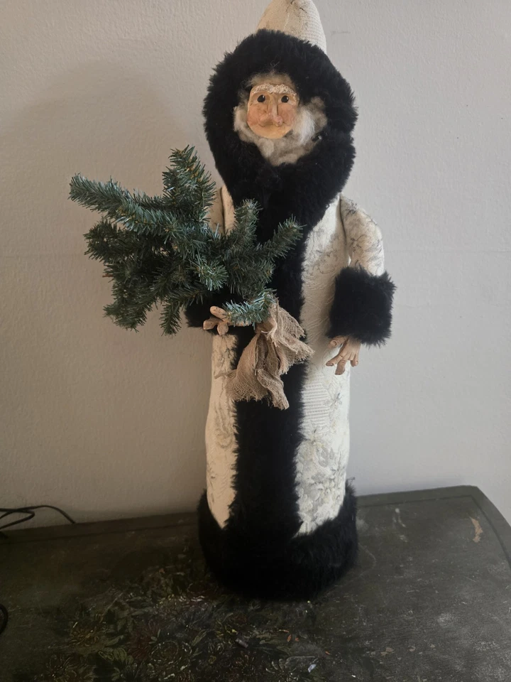 Arte popular primitivo vintage de Papá Noel 92 firmado artesanalmente # 1/65 23 pulgadas cara de arcilla. Foto 1 de 4