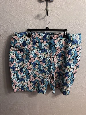 Talbots Mujer Azul Floral Elástico Cremallera Lateral Bolsillos con Botones Talla 24W Foto 1 de 4