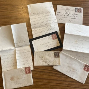 Penny Red Briefmarken 1847-1900 Briefe/Karte gestempelt - Könige Lynn Sandringham etc - Bild 1 von 24