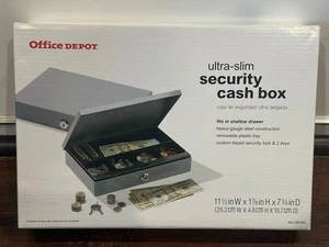 Caja de efectivo ultra delgada marca Office Depot con cerradura de seguridad y llaves - Imagen 1 de 3