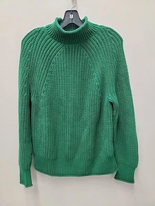 Suéter J Crew Mujer Pequeño Verde Suéter Algodón Pullover Cuello Redondo Pescador - Imagen 1 de 9