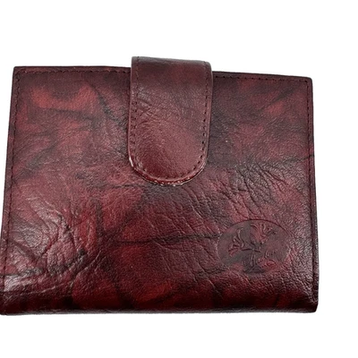 Cartera Monedero Vintage Buxton Grano Superior Piel de Vaca Rojo Borgoña Doble Plegable Foto 1 de 4