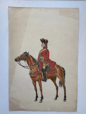 Antique 19th C French Gouache Painting Napoleonic Military Uniform Equestrian - Image 1 of 4