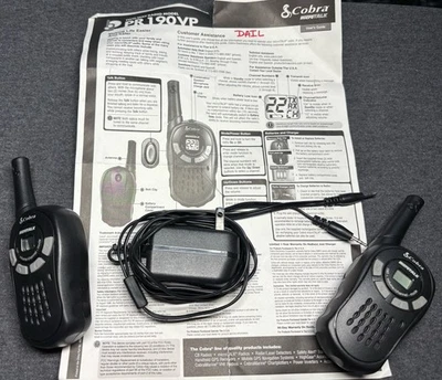 Cobra Walkie Talkie Set PR190 Two Way Radio Microtalk Pair Rechargeable Cord - Image 1 of 4