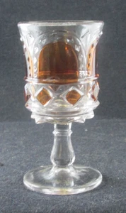 EAPG RUBY STAINED 1890S AURORA CLEAR GLASS 3.75IN TALL WINE BRILLIANT ROYAL - Picture 1 of 4