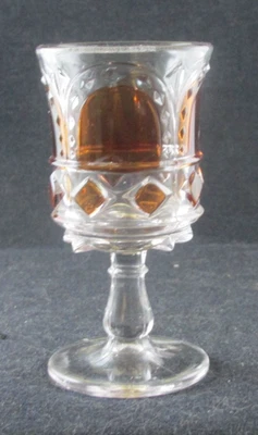 EAPG RUBY STAINED 1890S AURORA CLEAR GLASS 3.75IN TALL WINE BRILLIANT ROYAL - Image 1 of 4