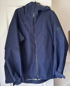 Chaqueta impermeable Mammut Senderismo Goretex azul marino con capucha cremallera completa ventilada talla 2XL - Imagen 1 de 24