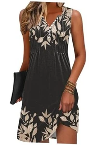 Sundresses for Women 2025 Vacation Swim Cover up Beach Medium Floral Black - Picture 1 of 7
