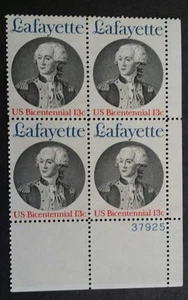COMO NUEVO BLOQUE DE PLACA DE 4 SCOTT # 1716 LAFAYETTE 13 CENTAVOS 1977 MONTADO SIN MONTAR O NUNCA MONTADO - Imagen 1 de 1