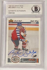 1991-92 CARTA MAZZO SUPERIORE FIRMATA AUTO BRETT SCAFO ST. LOUIS BLUES HOF BECKETT - Foto 1 di 2
