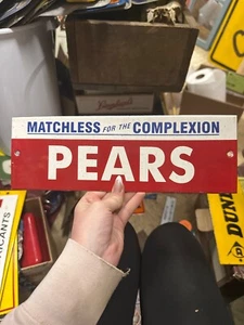 Rectangle 12x4 Porcelain Matchless for the complexion PEARS Sign - Picture 1 of 6