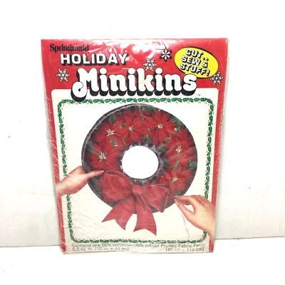 Springmaid Holiday Minikins flor de pascua corona de Navidad tela corte coser cosas Foto 1 de 2