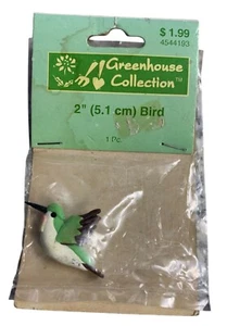 Greenhouse Collection 2" Humming Bird Figurine Green & White Craft Decor - Picture 1 of 4