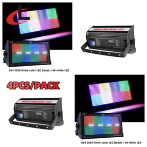 4PCS/DMX 8+8Segm Stage Strobe RGB Full Color LED Strobe Flash Light For Club DJ - Picture 1 of 8