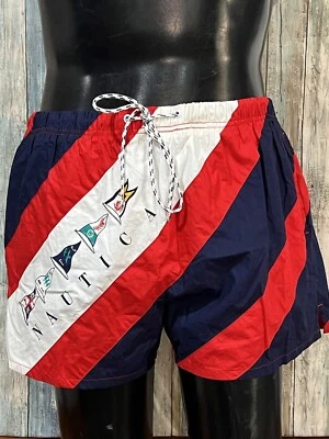 Винтажный NAUTICA рыболовства флаги плавки шорты 90-х в полоску RWB XL новый с Ярлыками H7 - Изображение 1 из 4
