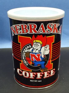 New MINT Vintage Nebraska Cornhuskers Tin Coffee Can Football Herbie Husker 1994 - Picture 1 of 5