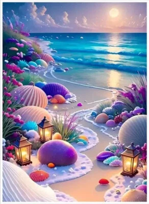 Seashell Beach - Canvas Art Print - Unframed - New - Изображение 1 из 4