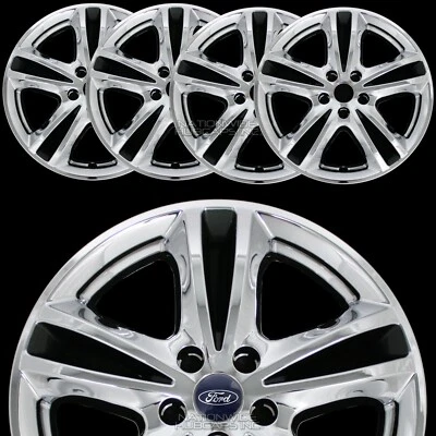 4 tampas de cubo para Ford Fusion 2015-2019 cromado 17" encaixe na roda skins aro - Imagem 1 de 4