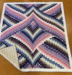 Patchwork Quilt "Twisted Garlands" - Bargello pattern - 212 cm x 238 cm - Picture 1 of 1