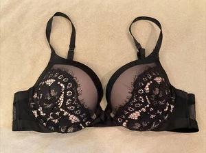 Sujetador Victoria's Secret 36B Muy Sexy Push-up Negro Desnudo Encaje Bajo Alambre - Imagen 1 de 3