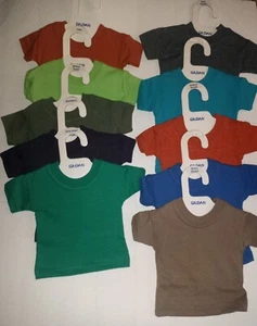 10 Gildan Mini T-Shirts Tiny Cotton Blank Color Samples Doll Bear DIY Craft Lot - Picture 1 of 2