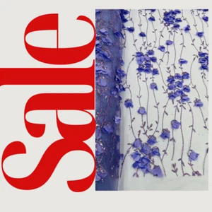 LAVENDER - 3D Floral Satin Design Embroider Glitter Beaded Mesh Lace By Yard. - Picture 1 of 5