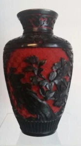 SCHÖNE CHINESISCHE SCHWARZE UND ROTE ZIMTVASE SCHÖNES DETAIL C-1910 - Bild 1 von 6