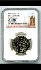 2025 2£ GREAT BRITAIN TWO POUND NGC MS65 DPL NATL FLOWERS FIRST RELEASES !! - Picture 1 of 2