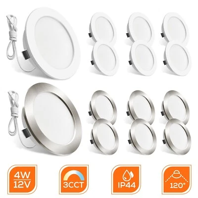 12V AC/DC LED Einbaustrahler 3CCT Wohnmobil Flach Spot Van Wohnwagen 4W IP44 - Bild 1 von 4