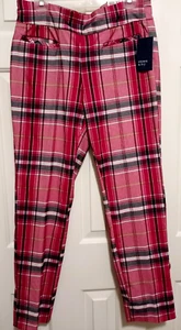 CROWN & IVY Pants--Size 14-Red/Bk/White/ Elastic Waist Poly/Spandex, Pockets NWT - Picture 1 of 5