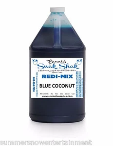 Snow Cone Syrup BLUE COCONUT Flavor. 1 GALLON JUG Buy Direct Licensed MFG - Picture 1 of 1