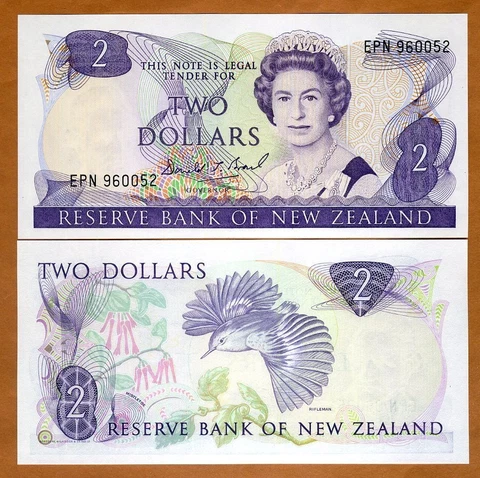 New Zealand, $2, ND (1989-1992), P-170c, QEII, UNC Last Prefix Cover
