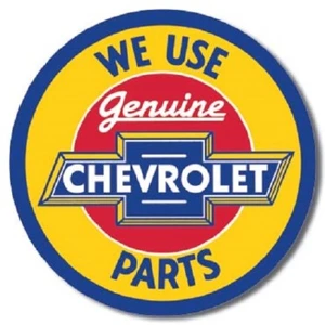 Chevrolet Chevy Logo Genuine Parts Round Retro Vintage Wall Decor Metal Tin Sign - Picture 1 of 4