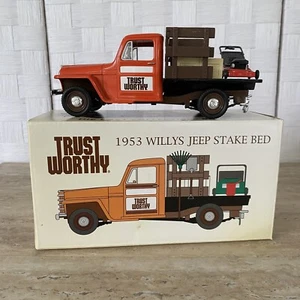 TRUST WORTHY 1:25 SCALE 1953 WILLYS JEEP STAKE BED DIE CAST MODEL BANK - Picture 1 of 9